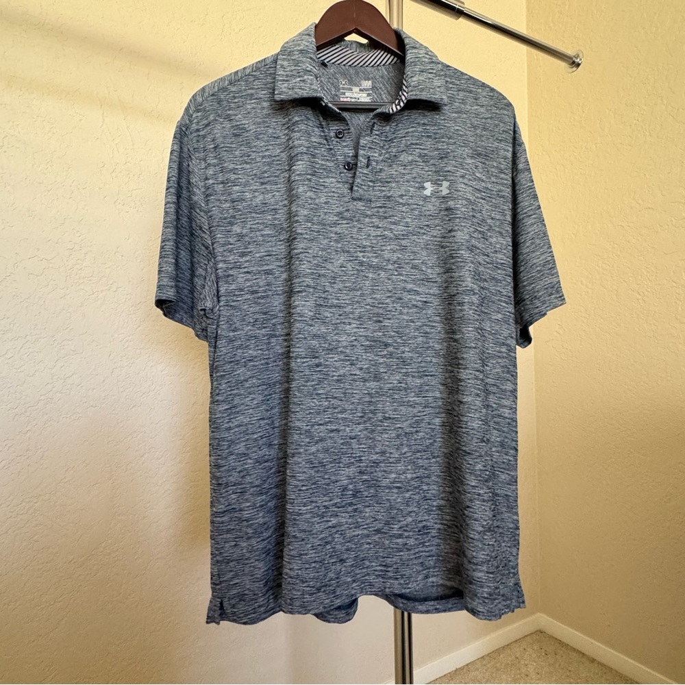 Under Armour Men's Heather Blue Performance Polo